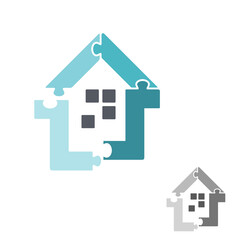 Obraz premium Colorful home puzzle vector icon symbol