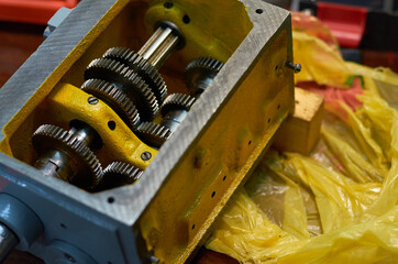 gears and shafts in the feed box