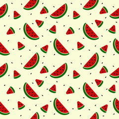 seamless pattern background with watermelon pieces
