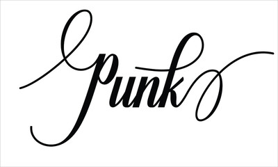 Punk Calligraphic Cursive Typographic Text on White Background