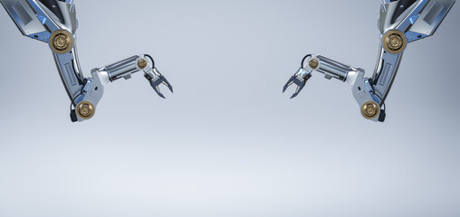 Metallic robotic arms with space - obrazy, fototapety, plakaty