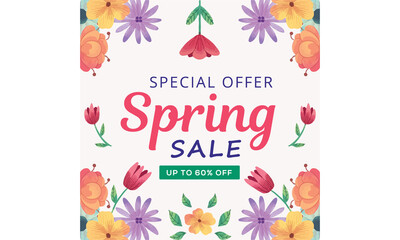 Special offer spring Sale 60% Discount vector template