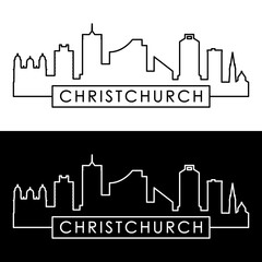 Fototapeta premium Christchurch skyline. Linear style. Editable vector file.