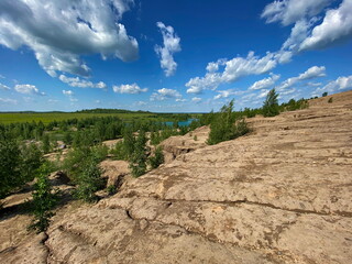 Desert slopes of the Romantsevsky mountains, Tula region, Russia.