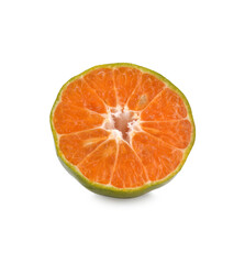 tangerine or mandarin fruit with leaves isolated on white background