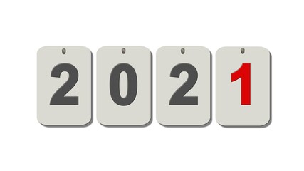 New Year 2021 - Year change - single Numbers on plates - isolated on a white background - 3D illustration