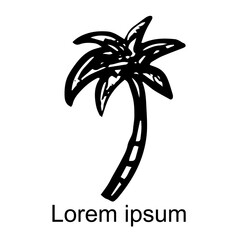 Coconut palm tree logo. Sketch hand drawn isolated on white