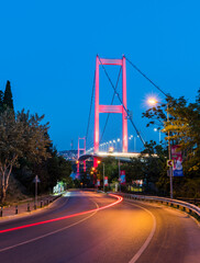 Istanbul Bosphorus Bridge at sunset in Istanbul, Turkey.