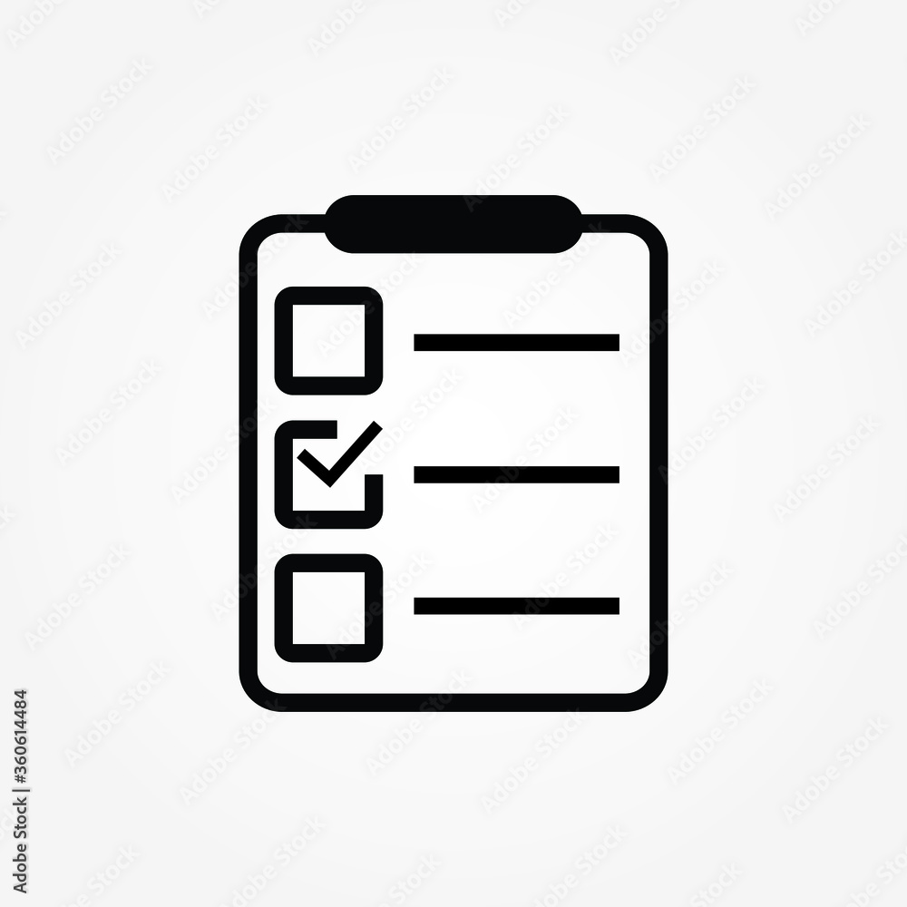 Poster checklist icon isolated on background. clipboard line icon. checklist sign symbol for web site and a