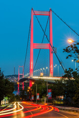 Istanbul Bosphorus Bridge at sunset.