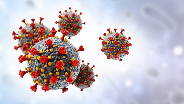 Group of viruses on background. 3D illustration