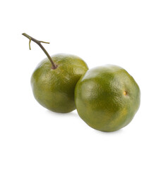 tangerine or mandarin fruit with leaves isolated on white background