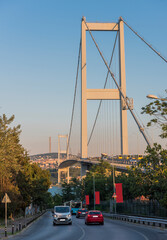 Istanbul Bosphorus Bridge at sunset.