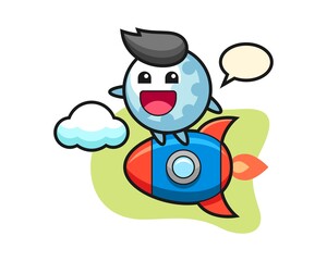 Golf cartoon riding a rocket