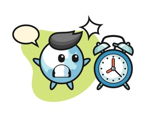 Golf cartoon surprised with a giant alarm clock