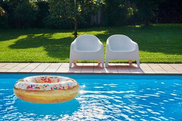 Lounge place for relaxing near pool on summer