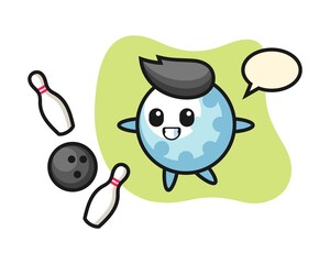 Golf cartoon is playing bowling