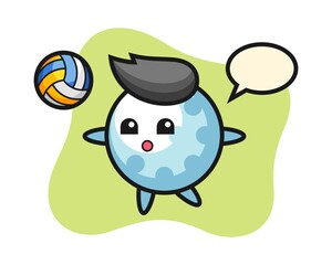 Golf cartoon is playing volleyball