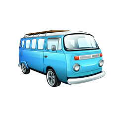 blue van isolated on white background