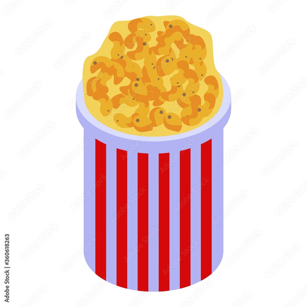 Aufkleber popcorn box icon. isometric of popcorn box vector icon for web design isolated on white background