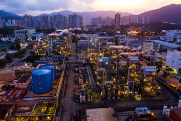 Top view of Hong Kong industrial plant