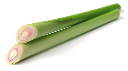 fresh lemongrass stems isolated on white background