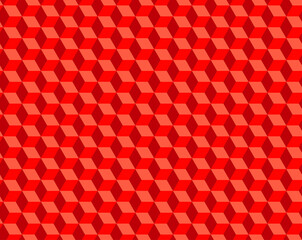 Seamless Cubes Pattern. 3d red vector geometric wallpaper, cube pattern background. Optical illusion.Modern Graphic Design.