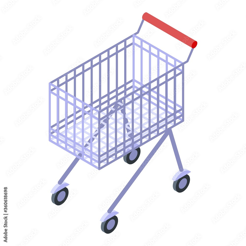 Poster shopping cart icon. isometric of shopping cart vector icon for web design isolated on white backgrou