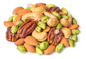 unsalted mixed nuts isolated on white background