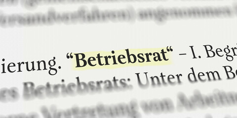 Betriebsrat im Lexikon mit Textmarker markiert