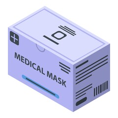 Medical mask package icon. Isometric of medical mask package vector icon for web design isolated on white background