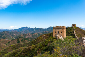 Great Wall of China at the jinshanling section,sunset natural landscape