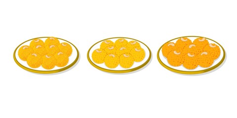 Boondi Laddu Indian Sweets or Mithai Food Vector