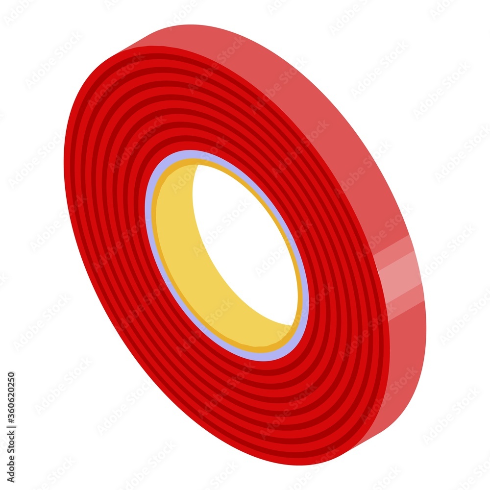 Poster red scotch tape icon. isometric of red scotch tape vector icon for web design isolated on white back