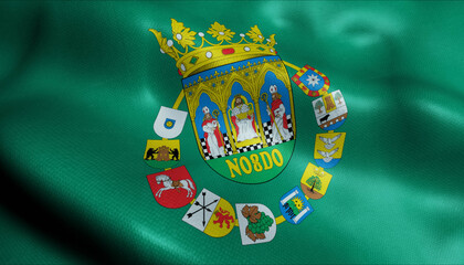 3D Waving Spain Province Flag of Seville Closeup View