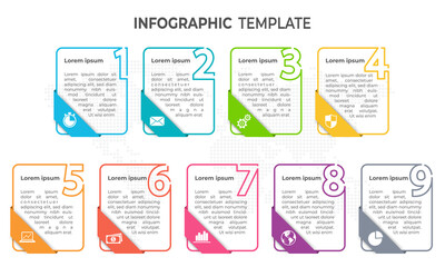 Minimal elements infographic template, 9 options.