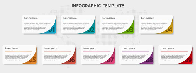 Modern elements infographic template, 9 options.