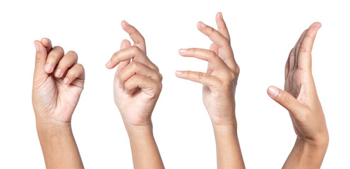 A set of hand gesture isolated on white.
