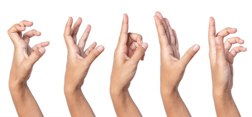 A set of hand gesture isolated on white.
