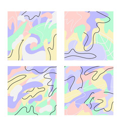 Set of four abstract backgrounds. Hand drawn various color and shapes. Modern patchwork illustration in vector. can make background and invitation