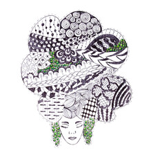 A girl with doodling thoughts in her head