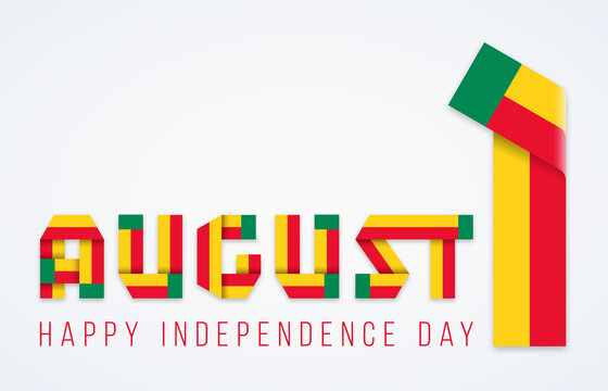 August 1, Independence Day of Benin congratulatory design with flag of Benin elements. Vector illustration. - Powered by Adobe