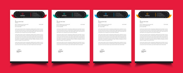 Creative professional corporate modern business style letterhead templates Simple design in minimalist style vector design illustration. color red green blue yellow 