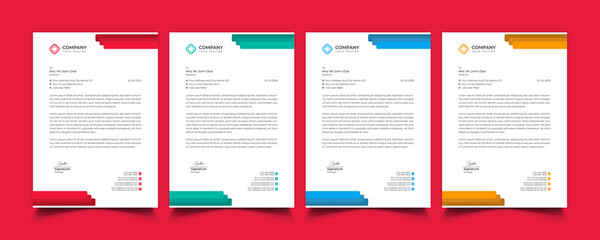 Creative professional corporate modern business style letterhead templates Simple design in minimalist style vector design illustration. color red green blue yellow 