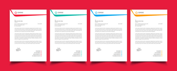 Creative professional corporate modern business style letterhead templates Simple design in minimalist style vector design illustration. color red green blue yellow 