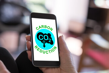 Carbon reduction concept on a smartphone