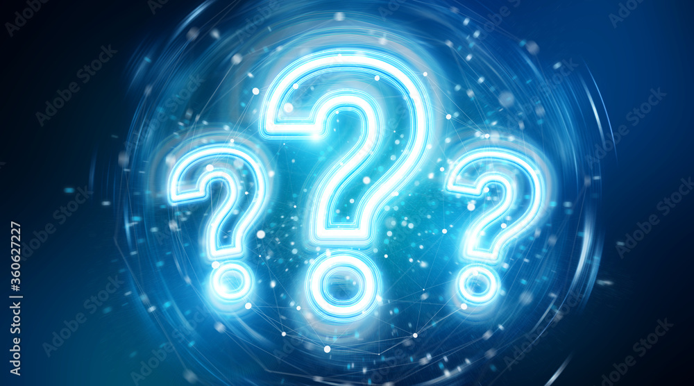 Leinwandbilder digital question marks holographic interface 3d rendering