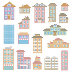 Vector set. Houses in a flat style.
