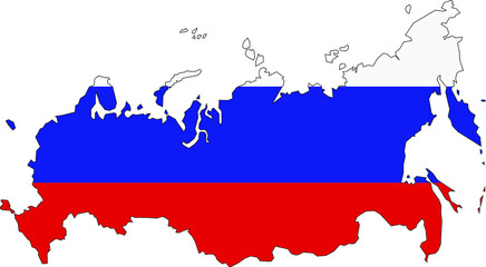 Map of Russia with flag fill