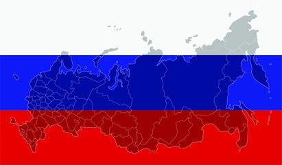 Map of Russia with flag background
